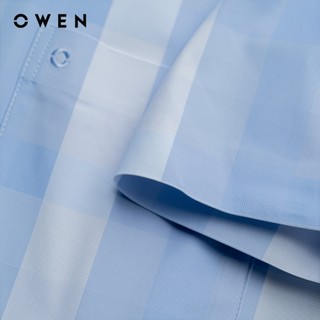 Owen - Áo sơ mi ngắn tay Body Fit AB250044NT màu Xanh chất liệu Knit