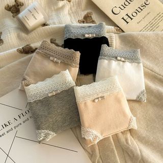 COMBO 5 Quần lót nữ cotton mềm mại thấm hút đáy lót 2 lớp kháng khuẩn viền ren gợi cảm DEVARI L5509