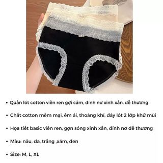 COMBO 5 Quần lót nữ cotton mềm mại thấm hút đáy lót 2 lớp kháng khuẩn viền ren gợi cảm DEVARI L5509
