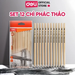 Set 6/12 Chì Phác Thảo Nhiều Mức Độ Deli - Bút Chì Dành Cho Học Sinh Và Vẽ Mỹ Thuật Cơ Bản Chuyên Nghiệp
