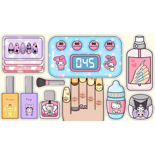 Đồ chơi bóc dán tiệm làm Nail Sanrio - Kuromi, Melody, Cinnamoroll- Búp bê giấy