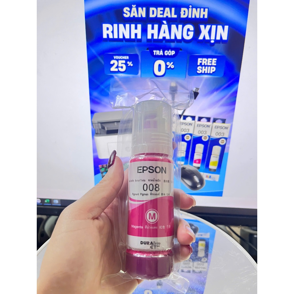 Bộ Mực Bóc Máy Epson 008 – Đen, Xanh, Đỏ, Vàng – Hàng Chính Hãng Epson – Dành Cho Máy L15150 / L6490 / L15160 / L6570