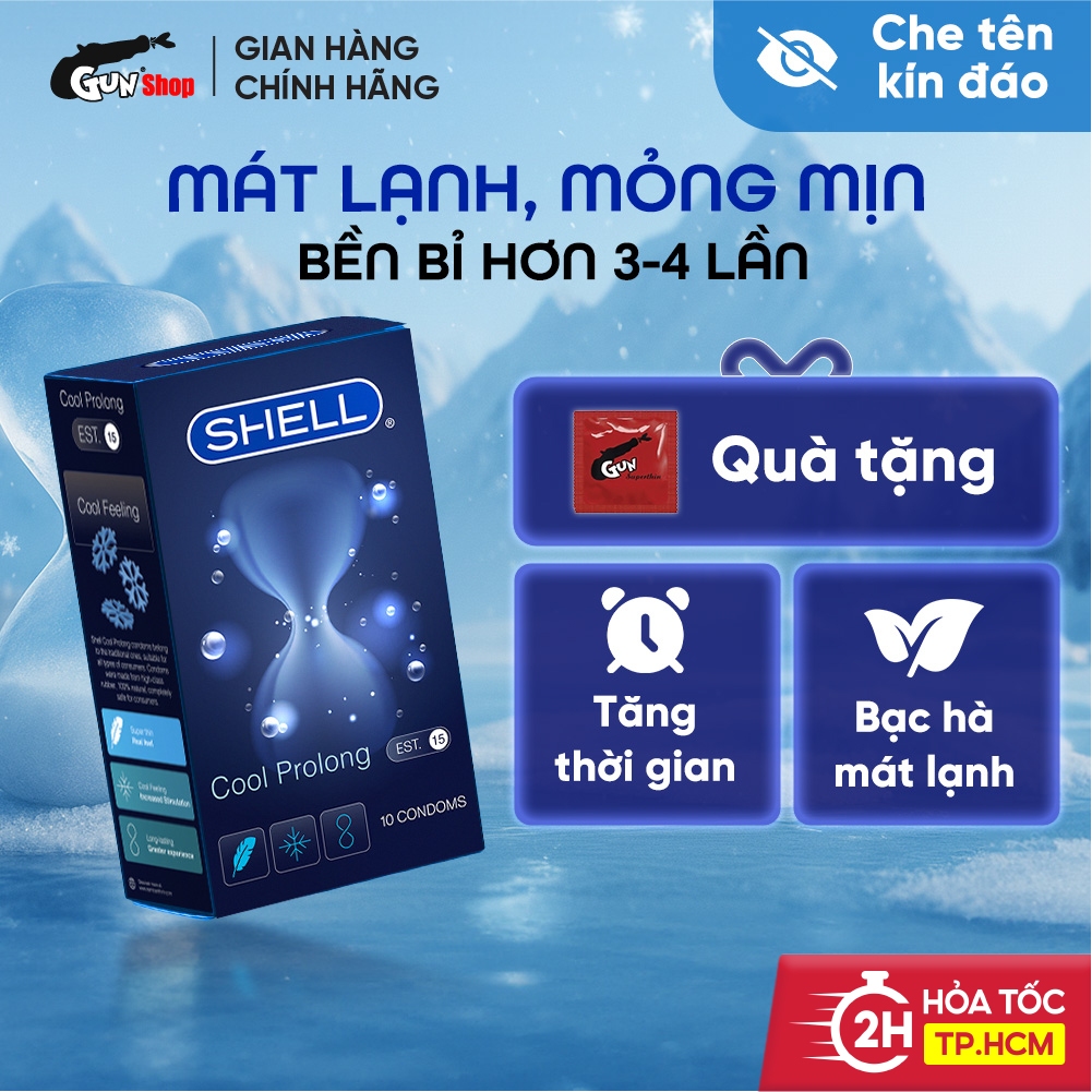 Bao cao su Shell Cool Prolong kéo dài thời gian, siêu mỏng hộp 10 cái ...