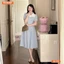 Đầm thiết kế BEMINE cổ sơ mi đính nơ họa tiết sọc dáng chữ A phù hợp đi làm-B139