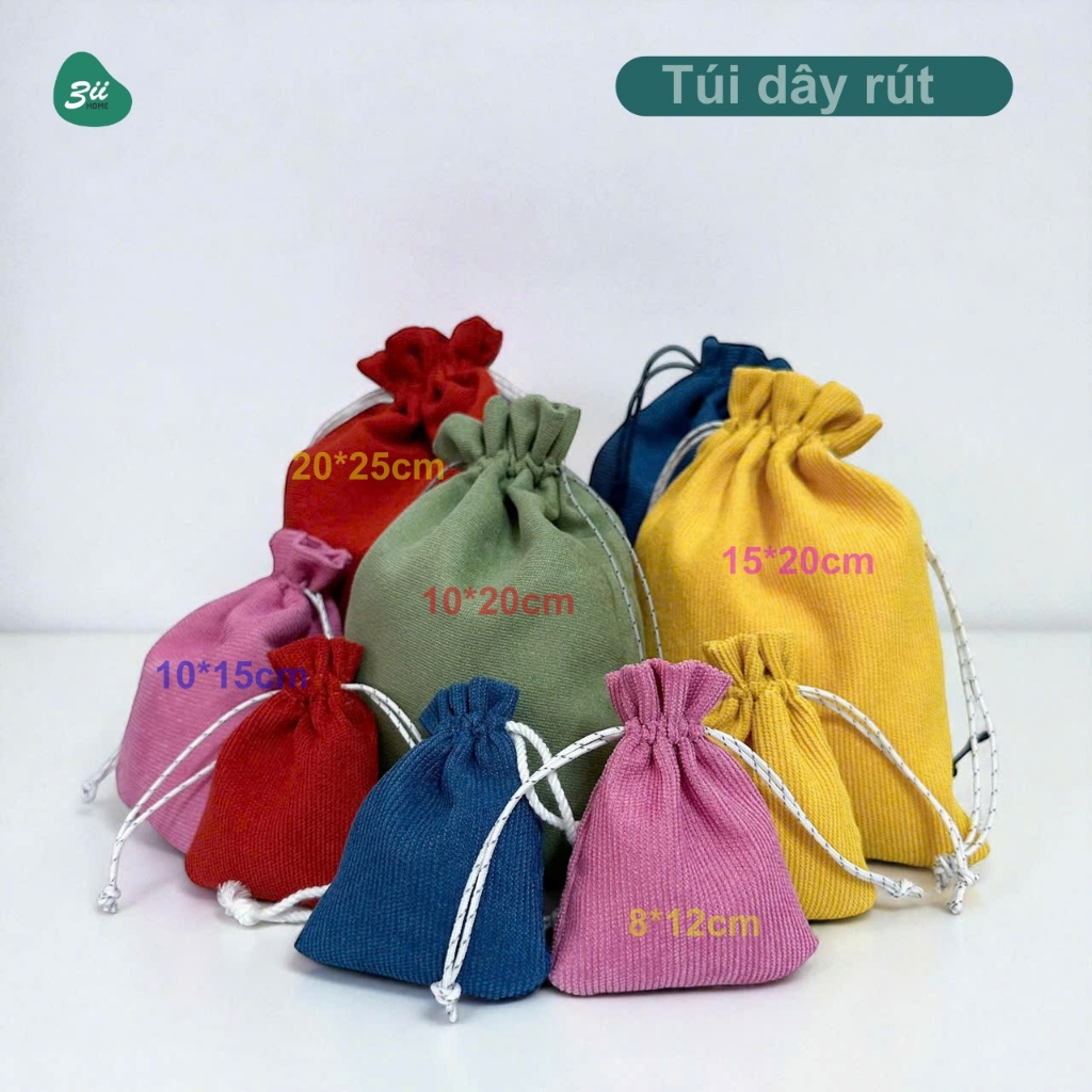 Túi dây rút mini Túi dây rút vải nhung tăm 3II HOME đựng mỹ phẩm trang ...