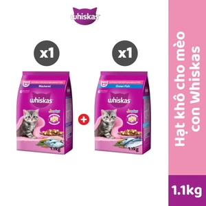 Bộ 2 túi thức ăn WHISKAS® cho mèo con dạng hạt 1.1kg (2 túi)