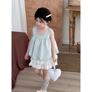 [B&G] Sét váy áo xanh pastel phối chân váy ren trắng siêu xinh cho bé gái từ 10-45kg(2-12 tuổi)