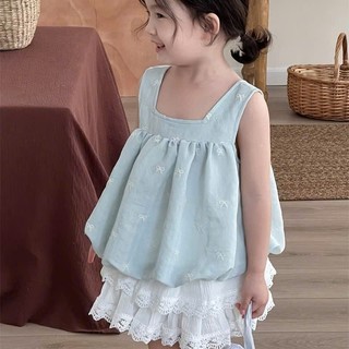 [B&G] Sét váy áo xanh pastel phối chân váy ren trắng siêu xinh cho bé gái từ 10-45kg(2-12 tuổi)