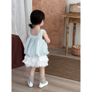 [B&G] Sét váy áo xanh pastel phối chân váy ren trắng siêu xinh cho bé gái từ 10-45kg(2-12 tuổi)