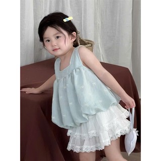 [B&G] Sét váy áo xanh pastel phối chân váy ren trắng siêu xinh cho bé gái từ 10-45kg(2-12 tuổi)