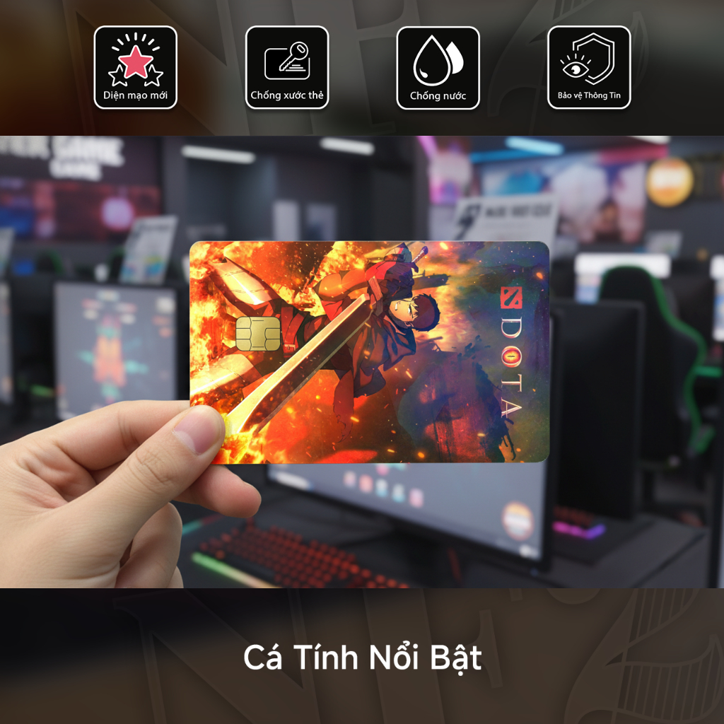 Miếng Dán Trang Trí DRAGON'S BLOOD DOTA 2 - Sticker Thẻ ATM (Thẻ Chung Cư, Thẻ Xe, Debit,Credit) NF2