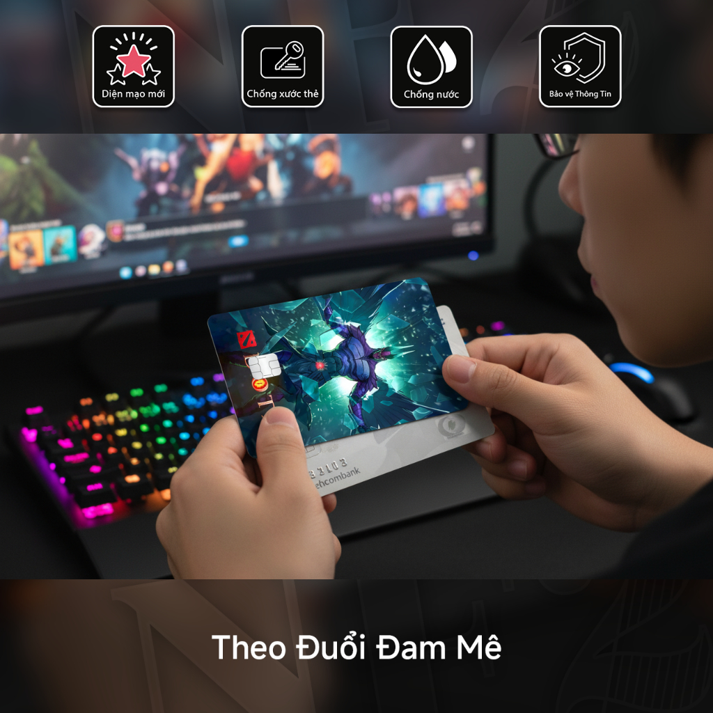 Miếng Dán Trang Trí DRAGON'S BLOOD DOTA 2 - Sticker Thẻ ATM (Thẻ Chung Cư, Thẻ Xe, Debit,Credit) NF2