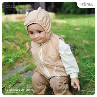 [HONEE] - Áo Gile Gió 2 Lớp Có Mũ_ Chất liệu gió 2 lớp – nhẹ tênh, thoáng khí cho bé. Size 9M - 4Y