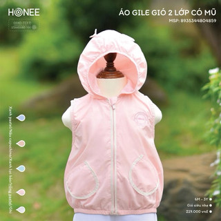 [HONEE] - Áo Gile Gió 2 Lớp Có Mũ_ Chất liệu gió 2 lớp – nhẹ tênh, thoáng khí cho bé. Size 9M - 4Y