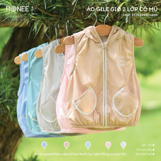 [HONEE] - Áo Gile Gió 2 Lớp Có Mũ_ Chất liệu gió 2 lớp – nhẹ tênh, thoáng khí cho bé. Size 9M - 4Y