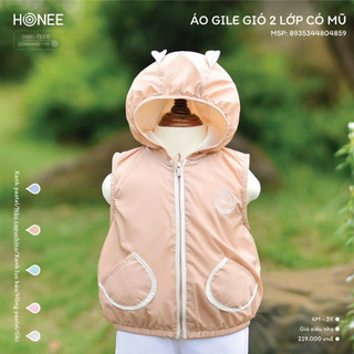 [HONEE] - Áo Gile Gió 2 Lớp Có Mũ_ Chất liệu gió 2 lớp – nhẹ tênh, thoáng khí cho bé. Size 9M - 4Y