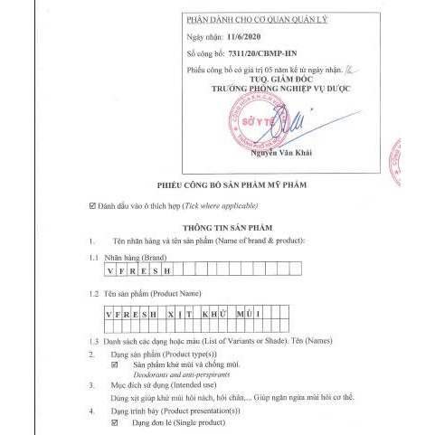Chất Lượng Xịt Khử Mùi Vfresh Cho Giày Dép Và Cơ Thể
