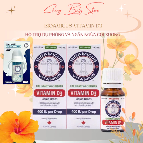 Bioamicus Vitamin D3 - Bổ Sung Vitamin D3 Giúp Phát Triển Xương chai 10ml + quà
