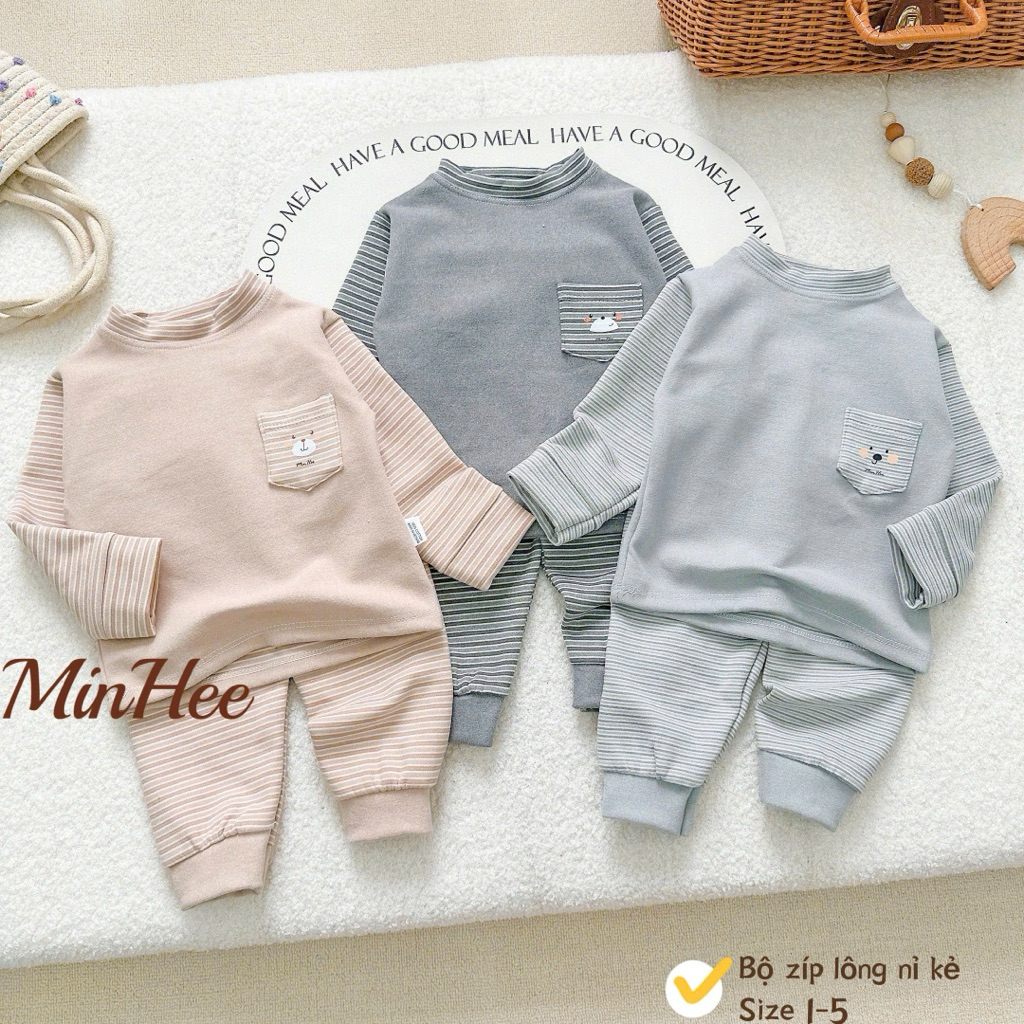 (Hàng đẹp 03) Bộ nỉ dài tay cao cấp mềm,mịn cho bé trai, bé gái từ 5-15kg