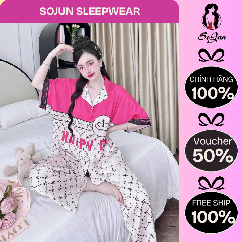 Pijama QDTN KING- Quần Dài Thiết Kế Nút Bọc Dơi Tay Ngắn  - Từ 45-68Kg- Mã 1312 | BigBuy360 - bigbuy360.vn