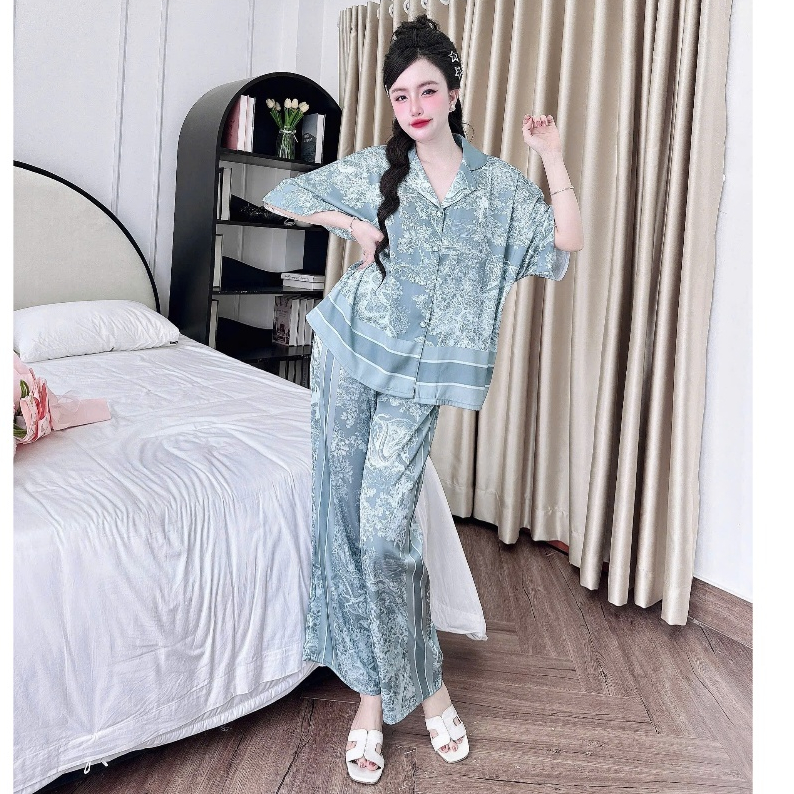Pijama QDTN KING- Quần Dài Thiết Kế Nút Bọc Dơi Tay Ngắn  - Từ 45-68Kg- Mã 1312 | BigBuy360 - bigbuy360.vn