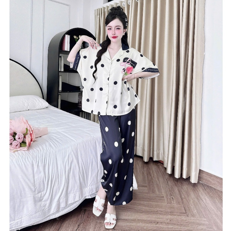Pijama QDTN KING- Quần Dài Thiết Kế Nút Bọc Dơi Tay Ngắn  - Từ 45-68Kg- Mã 1312 | BigBuy360 - bigbuy360.vn