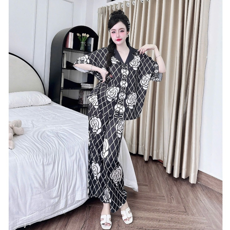 Pijama QDTN KING- Quần Dài Thiết Kế Nút Bọc Dơi Tay Ngắn  - Từ 45-68Kg- Mã 1312 | BigBuy360 - bigbuy360.vn