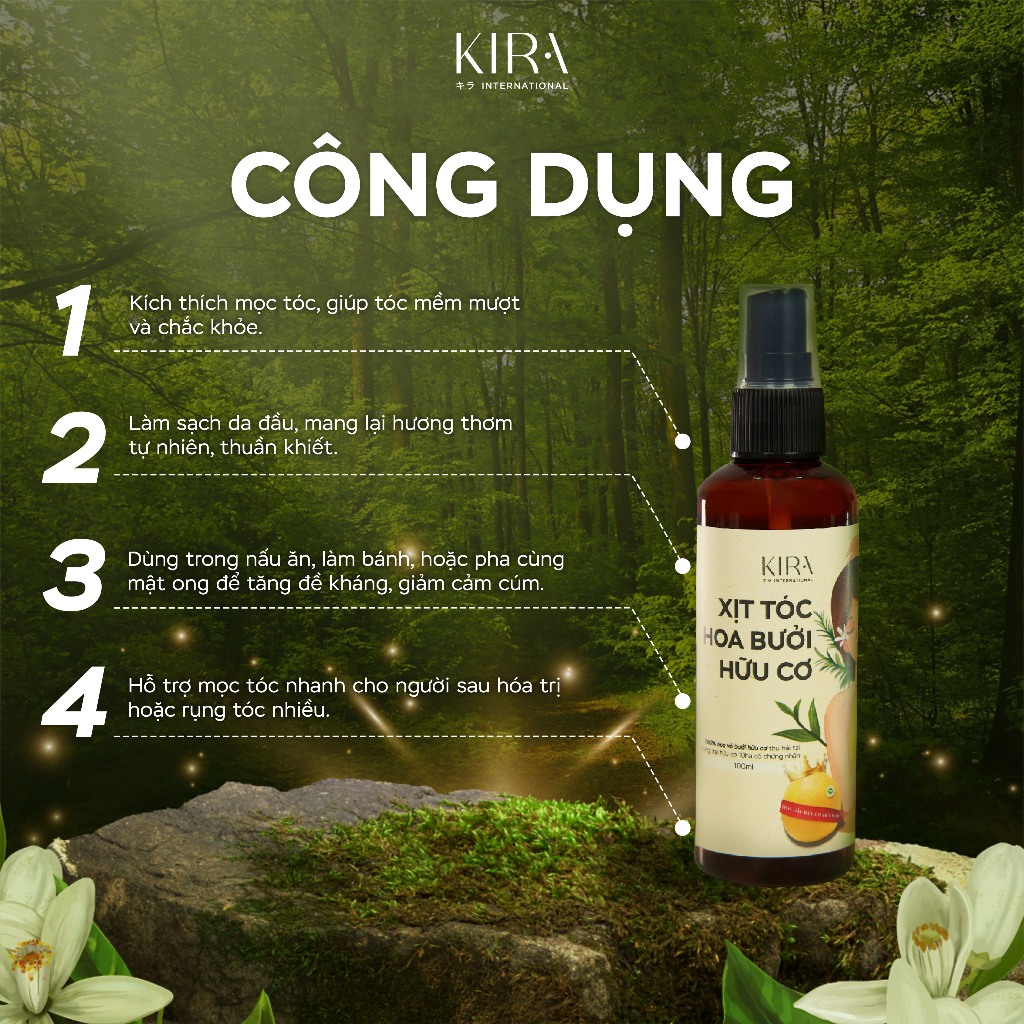 Xịt Kích thích mọc tóc Hoa Bưởi Hữu Cơ Mộc Ân Chắc Khoẻ Và Mọc Tóc Bổ sung tinh dầu hoa bưởi - 100ml