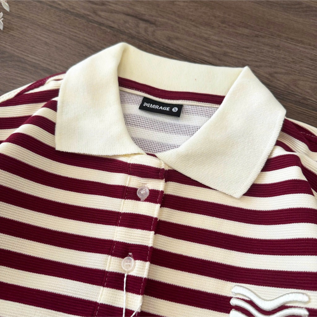 Áo Polo Mirage Sọc Màu Đỏ Thanh Lịch, Bắt Mắt Local Brand Chất Cotton Mềm Mịn.