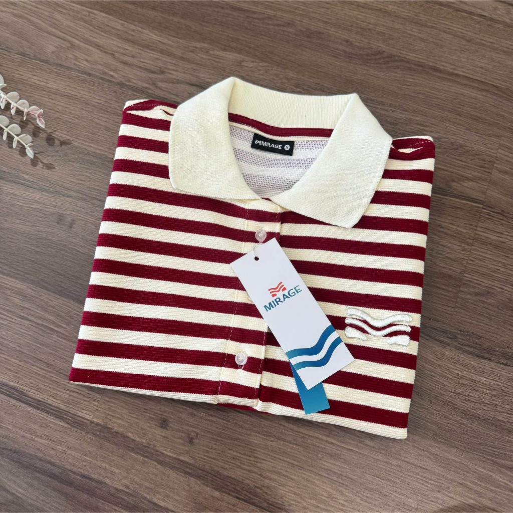 Áo Polo Mirage Sọc Màu Đỏ Thanh Lịch, Bắt Mắt Local Brand Chất Cotton Mềm Mịn.