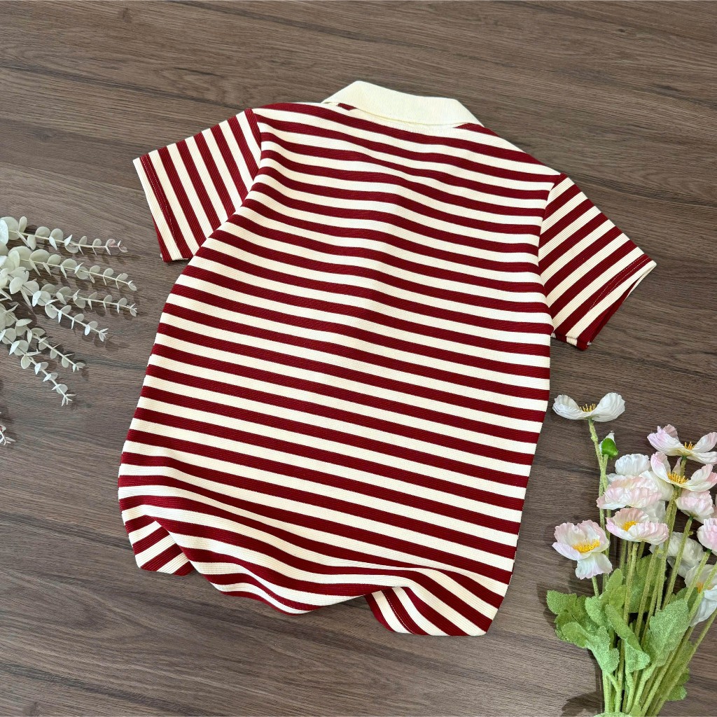 Áo Polo Mirage Sọc Màu Đỏ Thanh Lịch, Bắt Mắt Local Brand Chất Cotton Mềm Mịn.