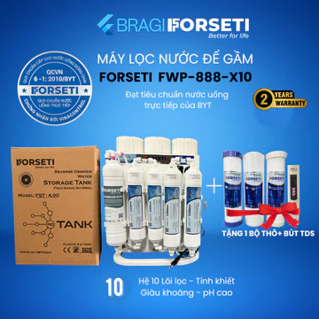 Forseti Máy Lọc Nước RO Để Gầm Uống Trực Tiếp FWP-888-X10 10 Cấp Lọc Bảo Hành 3 Năm Chính Hãng