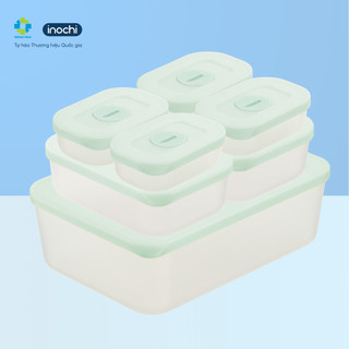 Bộ 7 hộp thực phẩm trữ đông Hokkaido Inochi - nhựa PP an toàn, kháng khuẩn, có đồng hồ ghi nhớ tiện lợi