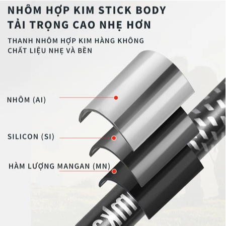 Gậy Leo Núi Gậy leo núi trekking gấp khúc dùng phượt dã ngoại dành cho nam và nữ tiện lợi M65