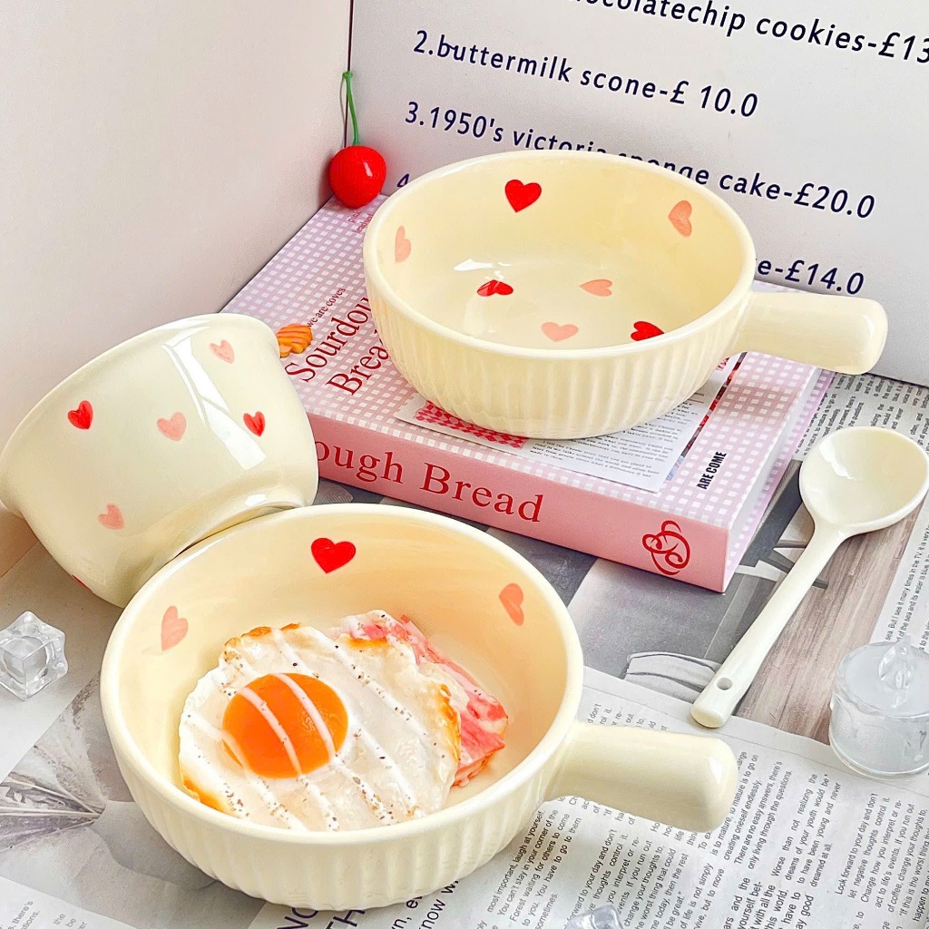 Sét Bát Sứ Có Tay Cầm 3 Món Cao Cấp Hello Kitty Mèo, Sét 3 Có Tặng Kèm Đũa Ngộ Nghĩnh Đáng Yêu