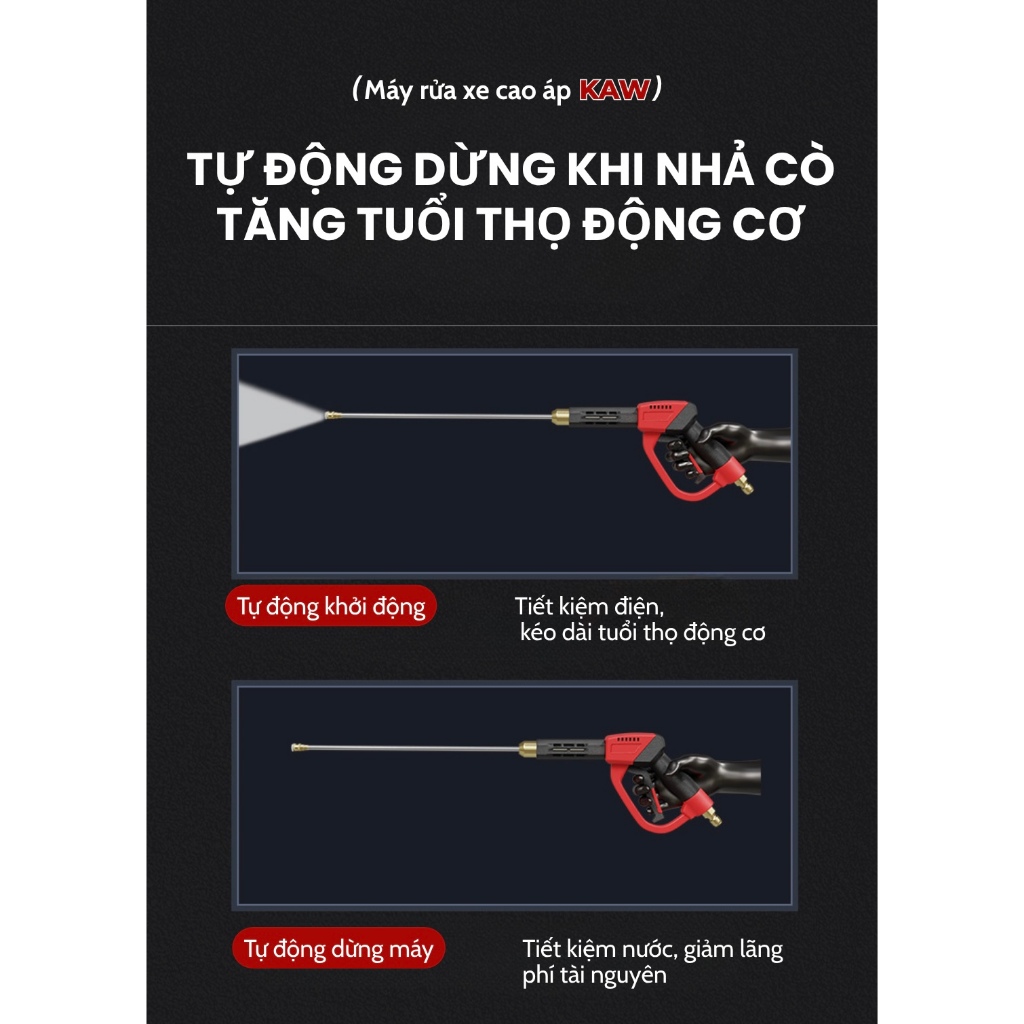 Máy rửa xe cao áp KAW 5000W công suất lớn – rửa ô tô, xe tải, máy công trình nhanh gọn siêu sạch