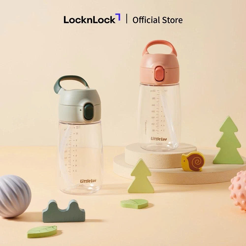 Bình Nước Nhựa LocknLock Little Luv Switch Cap Tritan Straw Cup HAP918 Dung Tích 410ML, 2 Màu, Có Vạch Chia - K-MALL