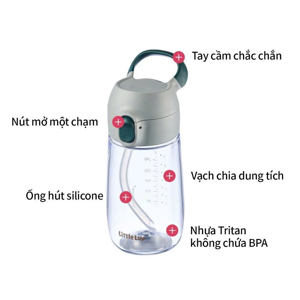 Bình Nước Nhựa LocknLock Little Luv Switch Cap Tritan Straw Cup HAP918 Dung Tích 410ML, 2 Màu, Có Vạch Chia - K-MALL