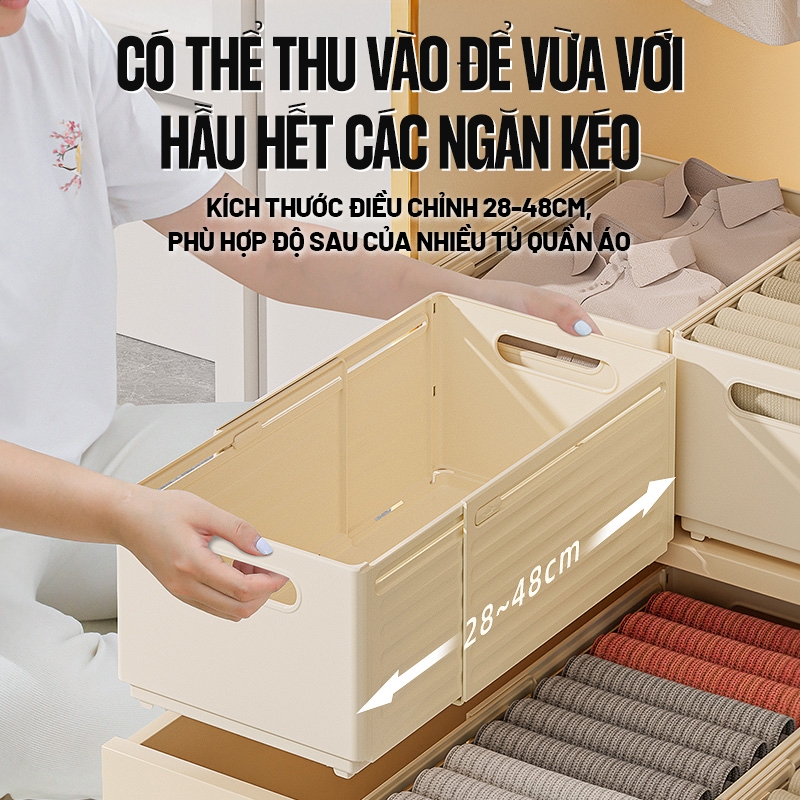 Kaleis Hộp lưu trữ quần áo gấp gọn dung tích lớn – Dụng cụ sắp xếp đồ lót, tất, phụ kiện ngăn kéo tiện lợi