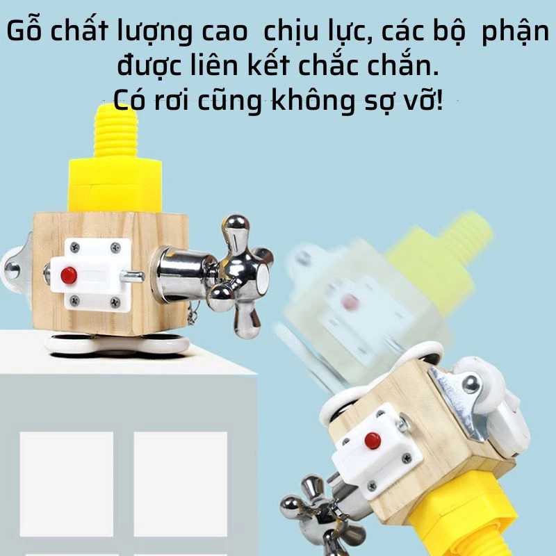 ( MẪU MỚI- gỗ) Đồ Chơi Khối Bận Rộn 6 Mặt Montessori Giúp Tăng Cường Kĩ Năng Sử Dụng Đồ Dùng Trong Nhà Cho Bé