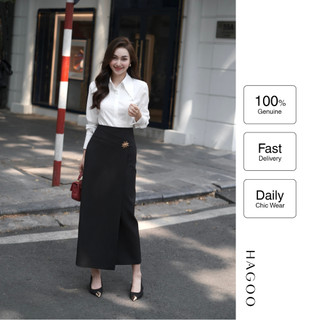 Chân váy nữ dáng dài công sở HAGOO thiết kế mix khuy mặt trời trẻ trung thanh lịch [ CV473 ]