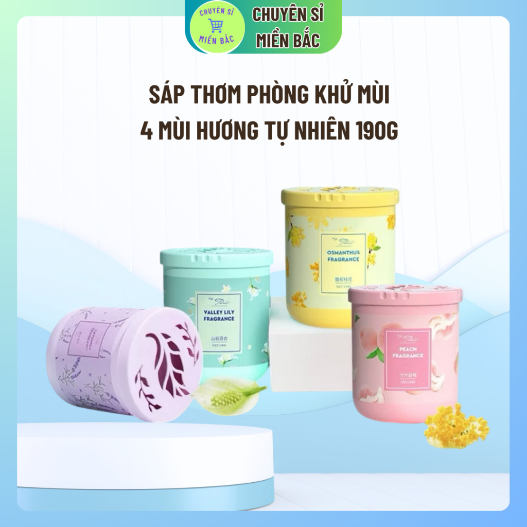 Sáp thơm phòng khử mùi phòng ngủ nhà vệ sinh toilet ô tô với 4 mùi hương tự nhiên 190g