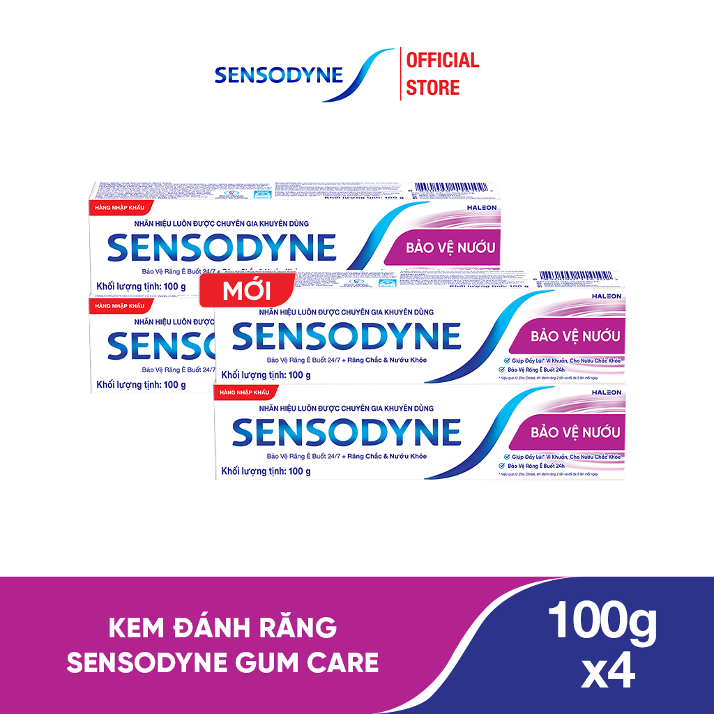 Bộ 4 Kem đánh răng SENSODYNE Gum Care 100g giúp giảm ê buốt và bảo vệ nướu chắc khỏe