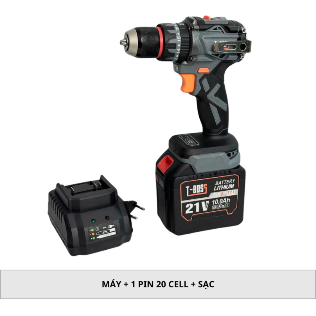 Máy Khoan Pin T-BOSS BS-6110, 3 Chức Năng, Đầu 10ly Autolock, Động Cơ Không Chổi Than, Chân Pin Phổ Thông