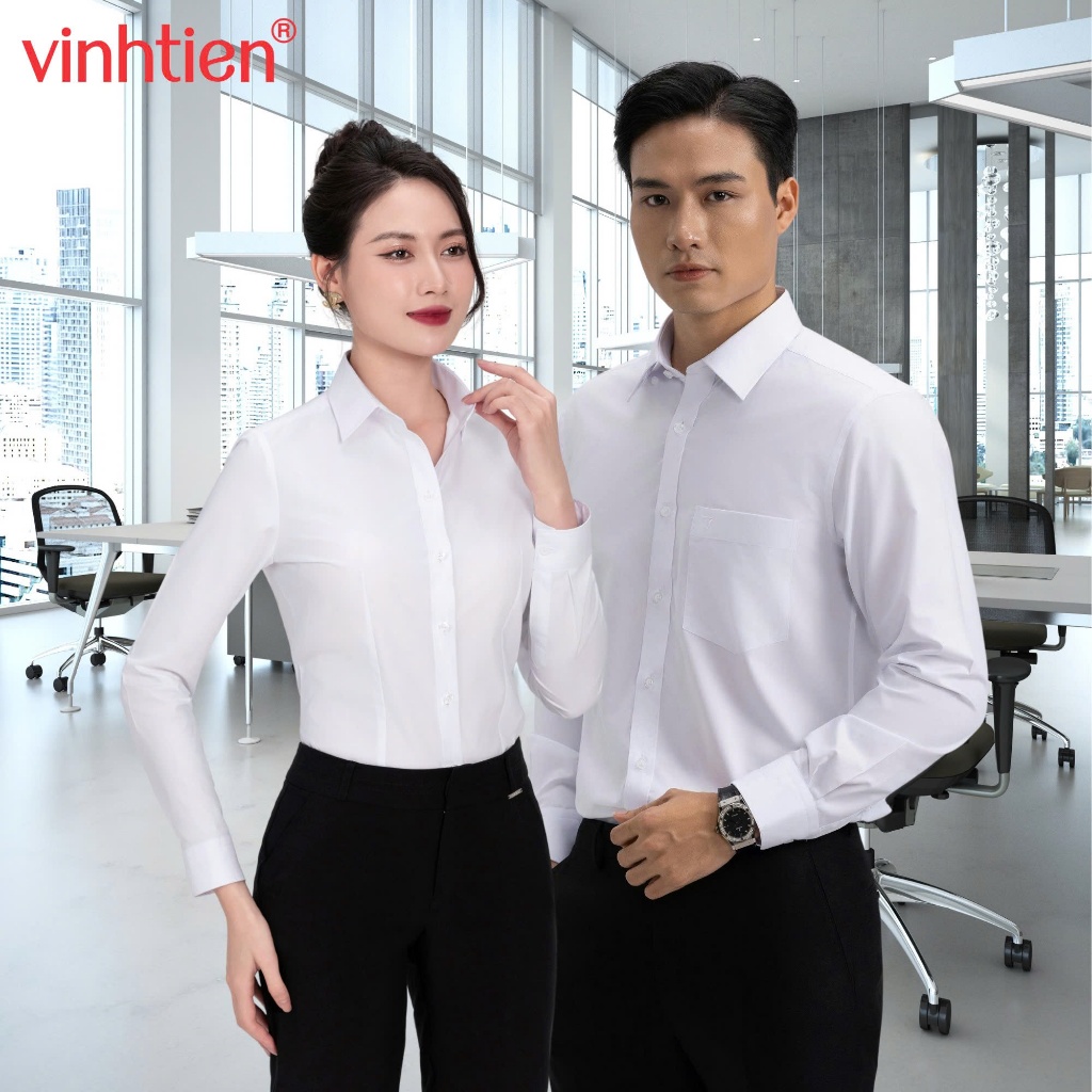 Áo Sơ Mi Dài Tay Nam Nữ Đồng Phục, Áo Sơ Mi Cặp Vĩnh Tiến - Nhiều Màu
