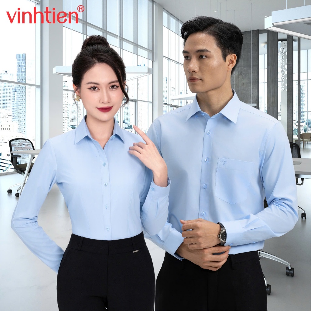 Áo Sơ Mi Dài Tay Nam Nữ Đồng Phục, Áo Sơ Mi Cặp Vĩnh Tiến - Nhiều Màu