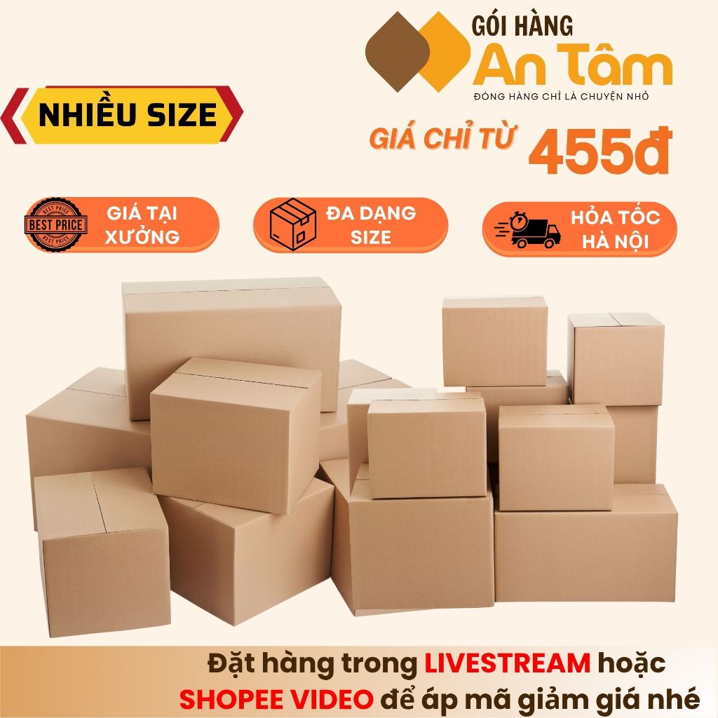 [HỎA TỐC]  Combo 10 Hộp Carton Đóng Hàng - Đầy Đủ Size - Giá Xưởng - Gói hàng An Tâm