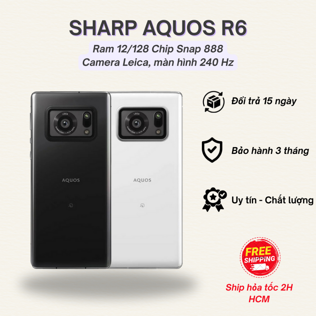 Điện thoại Sharp Aquos R6 RAM 12/128GB chip Snapdragon 888 5G màn OLED ...