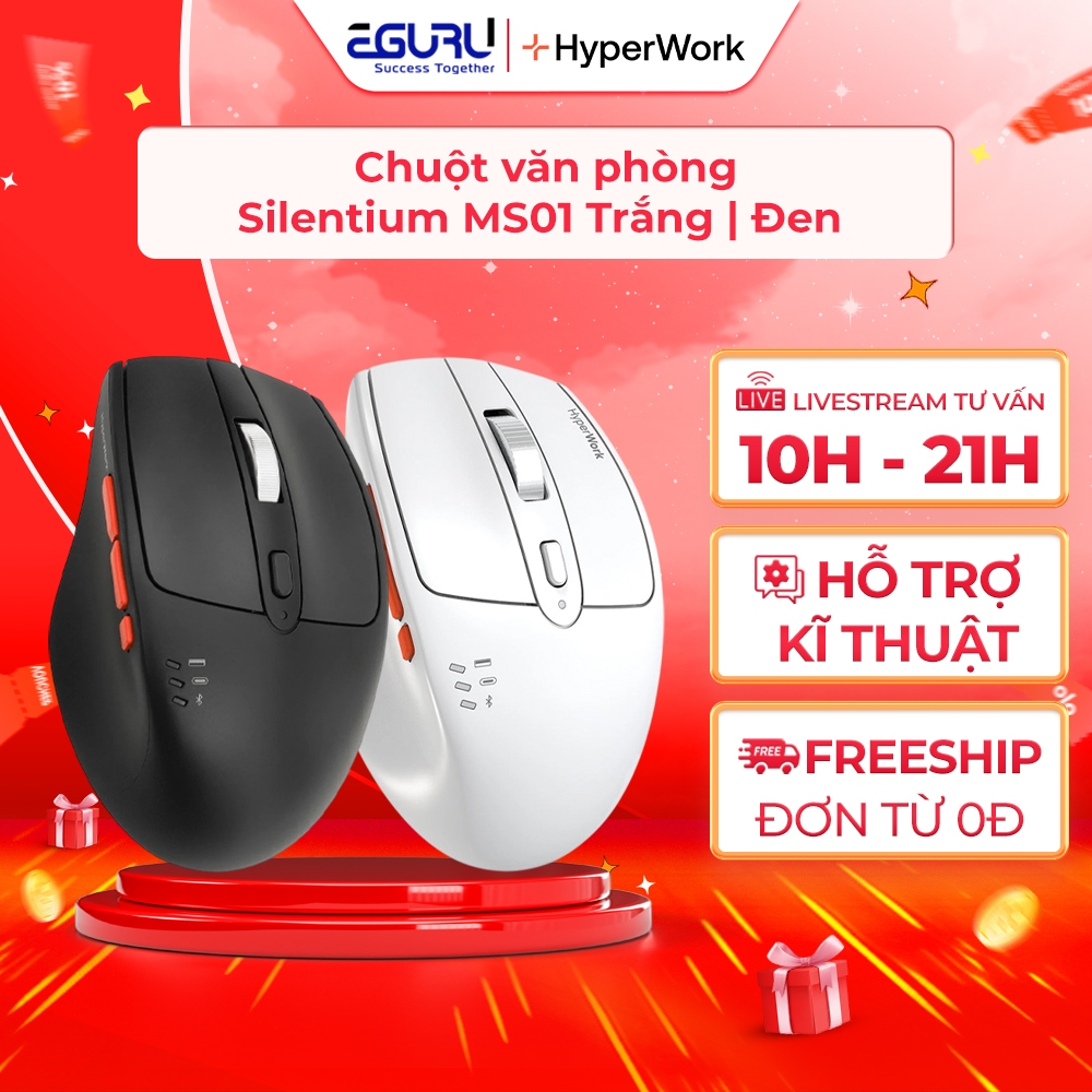 Chuột không dây HyperWork Silentium MS01 Trắng/Đen | Bảo hành Chính ...