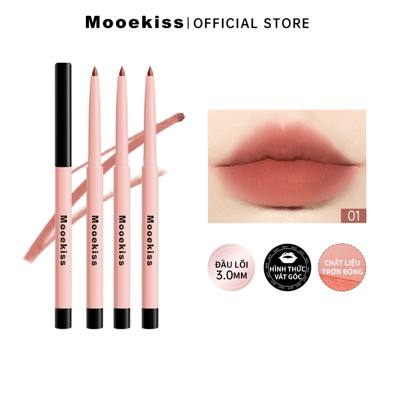 Chì kẻ viền môi Mooekiss Không làm khô môi định hình đường viền không lem Màu nude tự nhiên Trang điểm lâu trôi 01 250mg